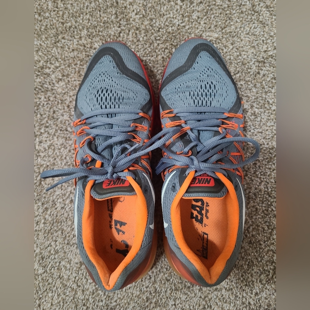 Nike Air Max Wolf Grey Total Orange Mesh Sneakers Athletic Running Shoes - Picture 2 of 5